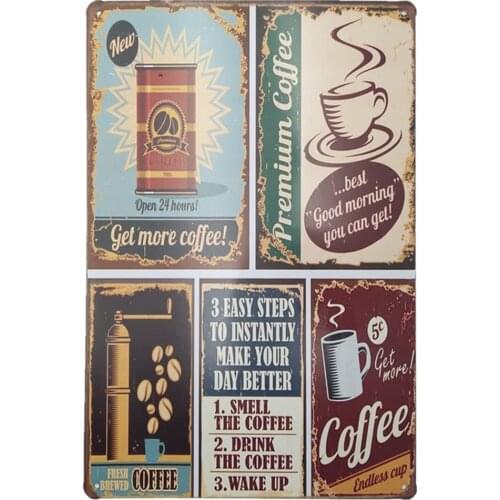 EffortLife Coffee Vintage Funny Metal Tin Sign Retro Cafe Home Decor Metal Plaque Bar Pub Poster 8 x 12 Inch