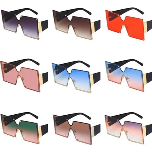 Women & Men Sunglasses Rimless Sun Glasse Siamese Square Goggles Anti-UV Spectacles Gradient Color Eyeglasses Adumbral A