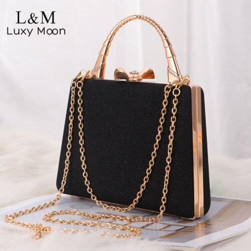 Women Sequin Clutch Purse Solid Wedding Bridal Luxury Designer Handbag Fashion Silver Glitter Party Metal Box Shoulder Bag X395H