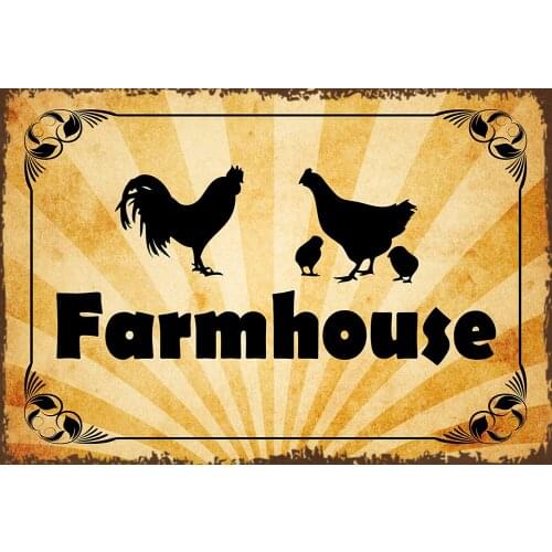 Farmhouse Chickens Rooster Signs Vintage Road Signs High Way Metal Tin Sign for Wall Decor 8x12Inches (20x30cm)