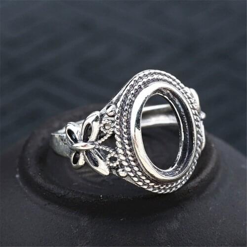 Ring Setting for 8x11mm Oval Cabochons Ring Blank Thai Sterling Silver Adjustable Band Ring Base JZ0014