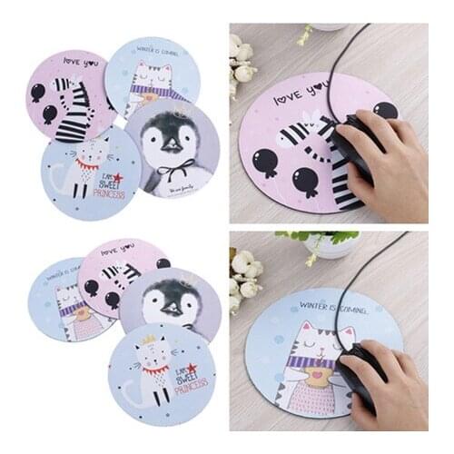 1 Pcs Anti-slip Mouse Pad Cute Round Mouse Pad Rubber Mice Mat Thickening Computer Table Mat 20*20CM