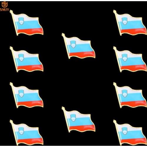 10PCS Euro Collectible National Emblem Badge Slovenia Zinc Alloy Flag Brooch Tie Lapel Pin Clothing Accessories