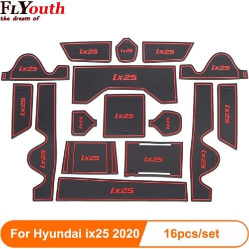 16pcs/set For Hyundai ix25 2020 Car Anti-Slip Gate Slot Cup Mats Accessories Non-Slip Mat Car Sticker Interior Door Pad