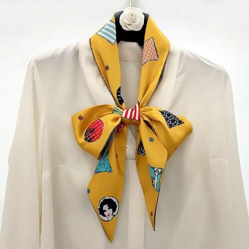 160*10cm New Style All-match Double-Layer Printed Twill Weave Silk Womens Long Scarves Scarf