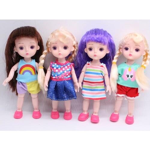 2019 Fashion 16cm Mini Dolls For Girls Long Straight Curly White Pink Brown Hair Nude Female Figure Body Doll Toy Gifts
