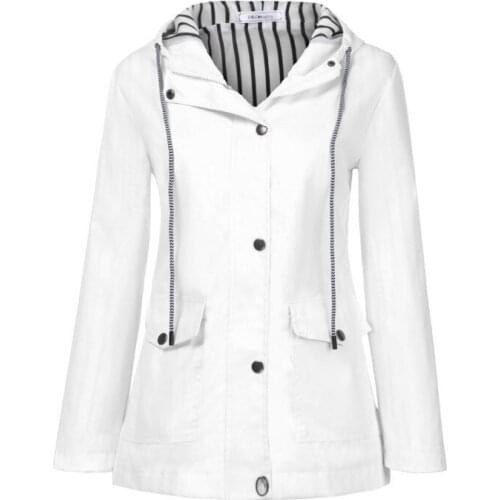 2020 New Womens Spring Autumn Stormsuit Outdoor Mountaineering Suit Long Sleeve Hat Solid Color Simple and Comfortable Coat