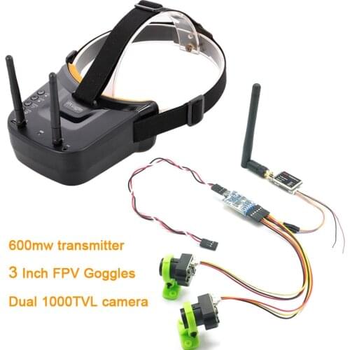 3 channel Dual Video camera CMOS 1000TVLfpv camera with 5.8G 40CH Dual Antennas 3 Inch FPV Goggles Video Glasses Headset HD