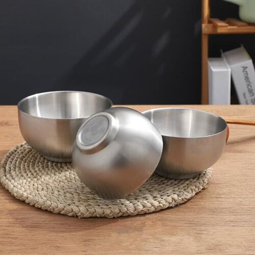 304 stainless steel Korean bowl stainless steel soup bowl double anti-scald dinner bowl dessert bowl salad bowl Korean tableware