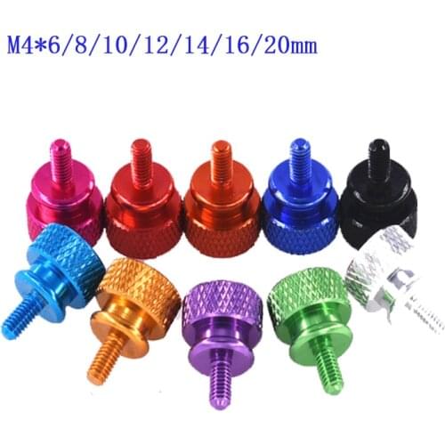 5pcs/lot M4x6/8/10/12/14/16/20 Aluminum Alloy Multicolor Mand-Tightened Knurled Thumb Screw Bolt Fixed Chassis Side Panel
