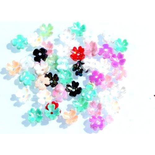 5 Types 100Pcs 6mm Mixed Color Flower Resin Cabochon Flatback Decoration Crafts Embellishments For Scrapbooking DIY Accessories