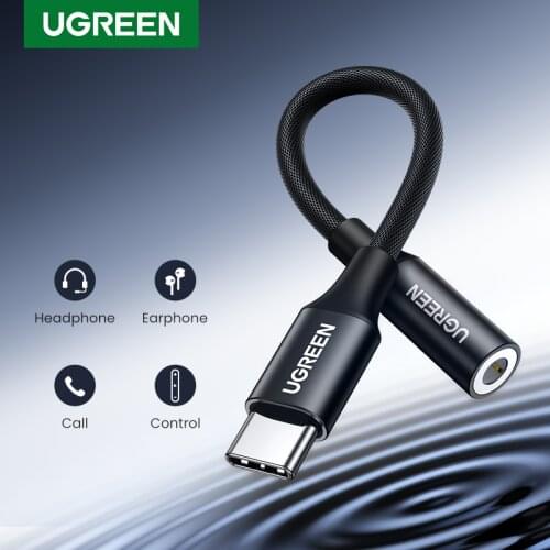 Ugreen Type c to 3.5mm Headphone jack 3.5 AUX USB C Cable Audio USB C Adapter For Huawei V30 P30 pro Xiaomi Mi 10 Oneplus 7T pro