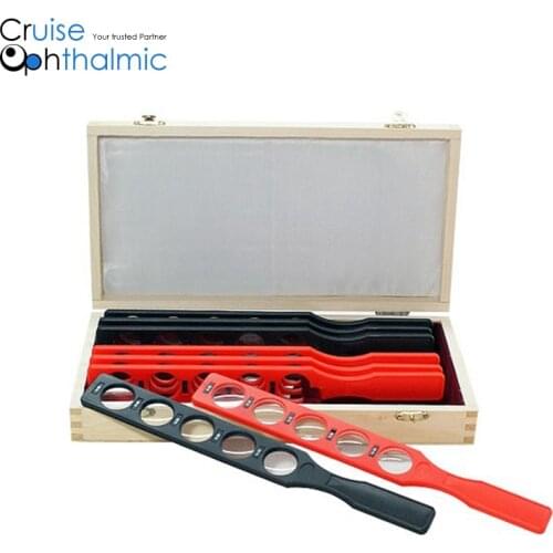 Big Aperture Retinoscopy Rack Set 8 Row 40 Diopters | Wooden Case | Retinoscopy Tools