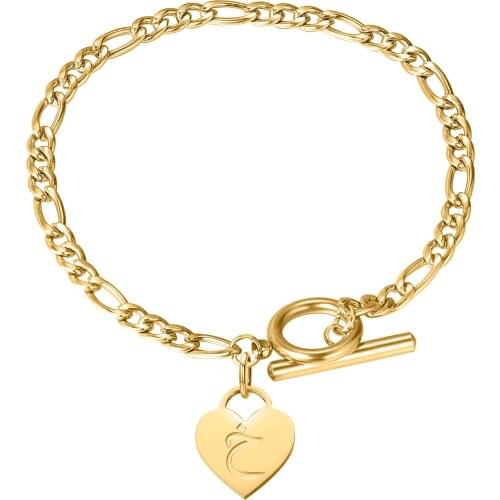 Custom Arabic name bracelet personalized Initial Letter Bangle Charm Bracelets For Women Girls Rose Gold Jewelry Birthday Gift