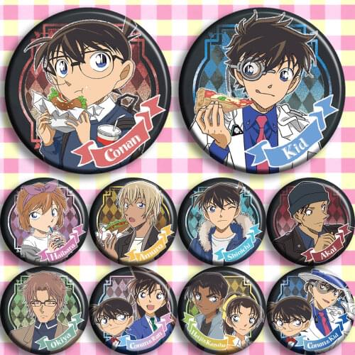 Brdwn Detective Conan Case Closed Conan Edogawa Kudou Shinichi Mouri Kogorou Haibara Ai Cosplay Badge #P