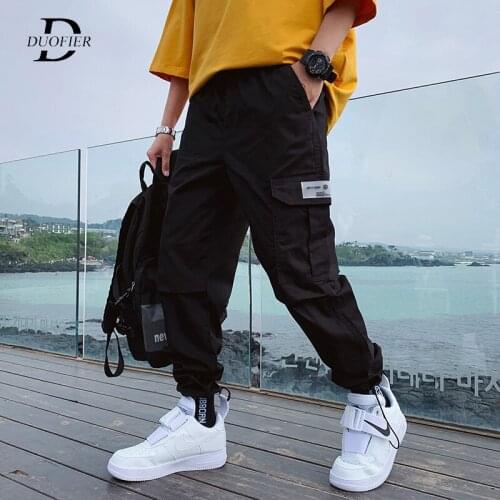 Korean Harajuku Men Cargo Pants Mens Elastic Ankle Length Sport Trousers Male Hip Hop Sweatpants Streetwear 2020 Autumn Spring