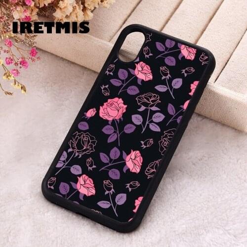 Iretmis 5 5S SE 2020 Phone Cover Cases for iPhone 6 6S 7 8 Plus X Xs Max XR 11 12 MINI Pro Rubber Silicone Pink Rose