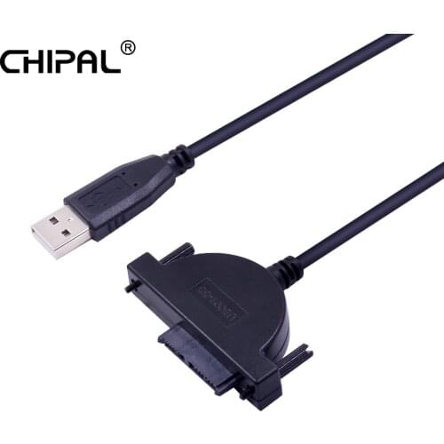 CHIPAL USB 2.0 to 7+6 13Pin Mini SATA II Cable Adapter LED Indicator for 2nd HDD Caddy Slimline Drive for Laptop CD ROM DVD-ROM