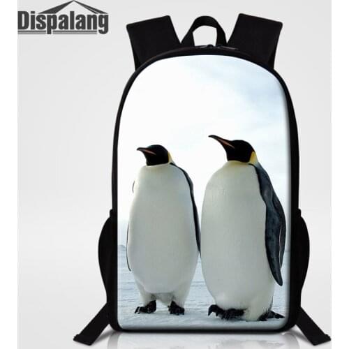 Dispalang Penguin Printed Children School Bags Stylish Women Men Backpacks for Teenager Boys Girls Schoolbag Kids Bookbag