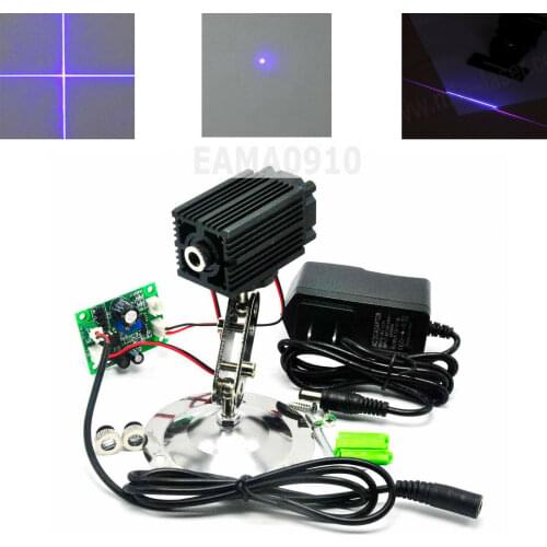 Focusable 100mW 405nm Blue Violet Laser Diode Module 12V Adapter w/Lens Brackets