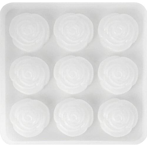 BMBY-3D Flower Resin Mold, 9 Cavities Silicone Rose Flower Mold, Epoxy Casting Mold for Making Jewelry Project, Soap, Candle