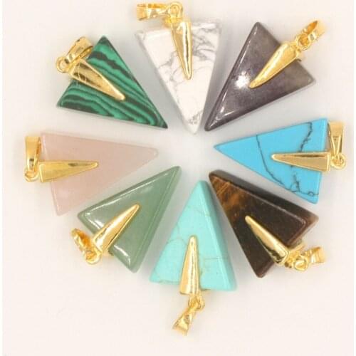 1Pc Geometric Personality Colorful Natural Stone Triangle Crystal Collares Gems Stones Beads Pendant For Women And Men Wholesale