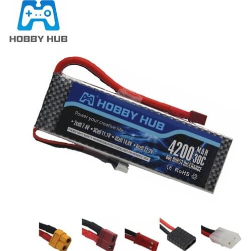 HOBBY HUB 7.4V 4200mAh 30C 2S LiPo Battery for RC Airplane Helicopter Car Boat spare Parts 2S 4200mAh 7.4 V Lipo Battery 1pcs