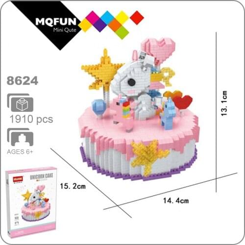 HSANHE Cute Mini Street animal pink cake Children happy birthday gift game Educational Toy DIY Assembly Model Building Bricks