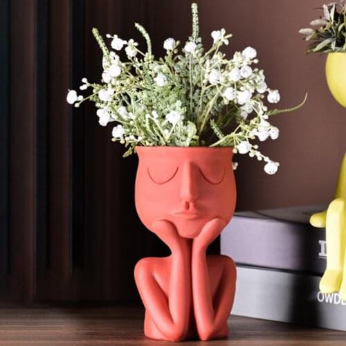 Indian Flowerpot Holder Human Think Face Ceramic Home Plants Flower Pot Vase Planter Tabletop Decoration Rack