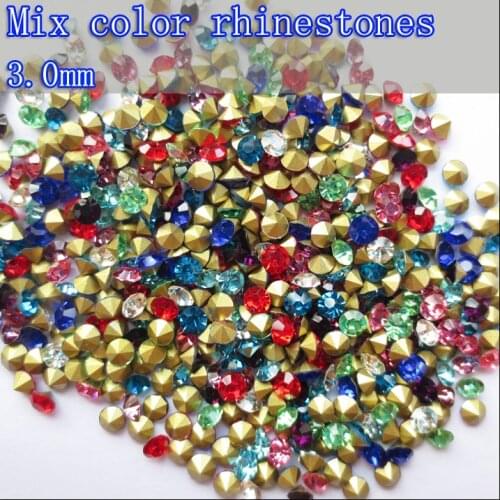 Promotion stones 1440pcs/bag 3.0mm clear crystal strass pointback rhinestones DIY accessories for nail Jewelry
