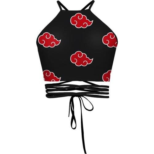 NARUTO Print Crop Vest Top NARUTO cosplay costume Casual Summer Stylish Ladies Holiday Lace-up Camisole Tank Tops women summer