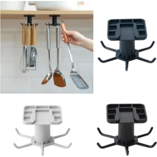ABS Kitchen Hook Organizer Punch-free Multi-Purpose Hooks 360 Degree Rotatable Kitchen Hook Home storage Cabinet Rack