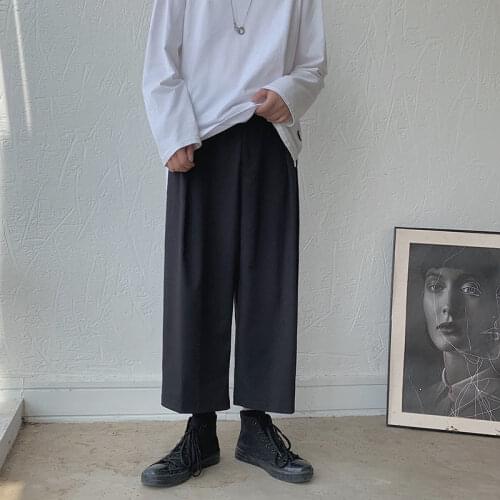 Summer Wide-leg Pants Mens Fashion Black Thin Casual Pants Men Streetwear Korean Loose Hip-hop Straight-leg Pants Mens M-2XL