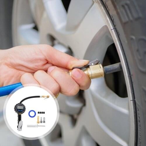 1 Set Tyre Inflator Tyre Pressure Gauge Large Screen Display Inflation Meter