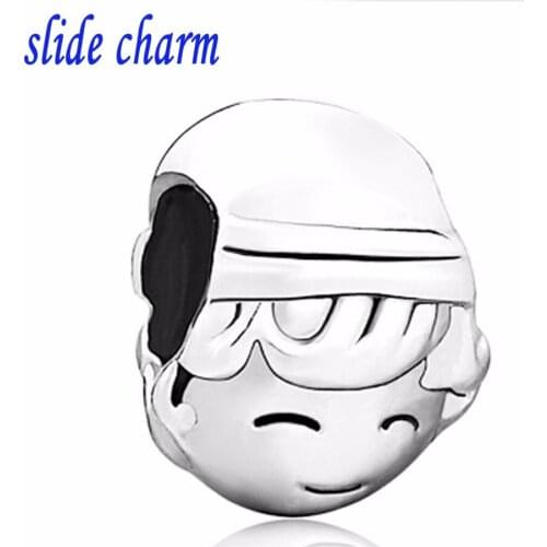 Slide charm Free shipping Childrens charm cute little boy beads fit Pandora bracelet