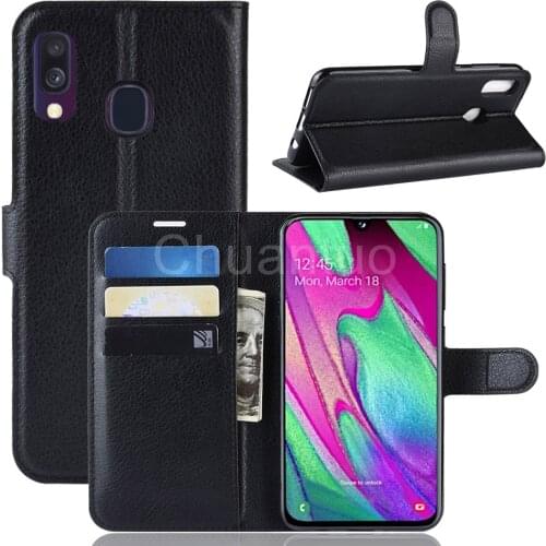 Fashion Wallet PU Leather Case Cover For Samsung Galaxy A40 A405F A405D A405S Flip Protective Phone Back Shell With Card Holders