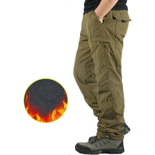 Winter double overalls men thick wool multi-pocket military tactical trousers military straight casual cotton thermal trousers