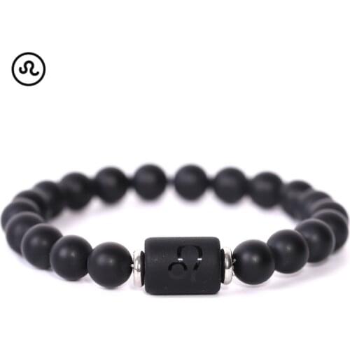 NAPOLN 8MM Beaded Bracelets Natural Stone Couple 12 Constellations Bracelet Luxury Black Obsidian Bracelet Drosphipping