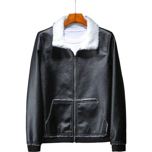 New Winter Mens PU Leather Jacket Motorcycle Jackets Casual Male Slim Stand Collar Jacket Plus Velvet Warm Thick Jacket Coat