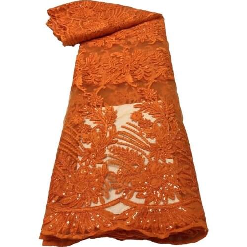 Latest 2021 High Quality African Lace Fabric Embroidery Swiss French Tulle Cotton Wedding Party Dress Guipure Sequins 5Yards AW