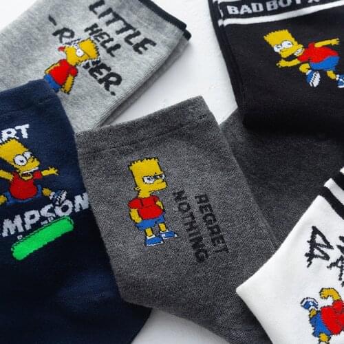 2021 New Cartoon Womens Breathable Cotton Socks Simpson Pattern Women Sock Combed of Pure Cotton Female Socks