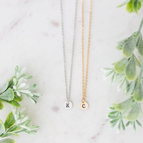 New Childrens Stainless Steel Initial Letter Pendant Necklace Cute Simple Letter Collar Jewelry Boys and Girls Holiday Gifts