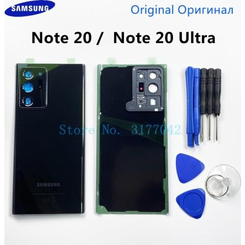 For SAMSUNG Galaxy Note 20 N980 Ultra N9860 Original Back Glass Case Battery Door Rear Cover Plastic Housing With Camera Lens