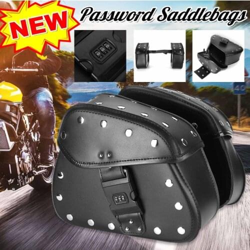 Pair Motorcycle PU Leather Saddlebags Side Storage Password Lock Suitcase Saddlebags For Universal Motorcycle 33x28x11cm