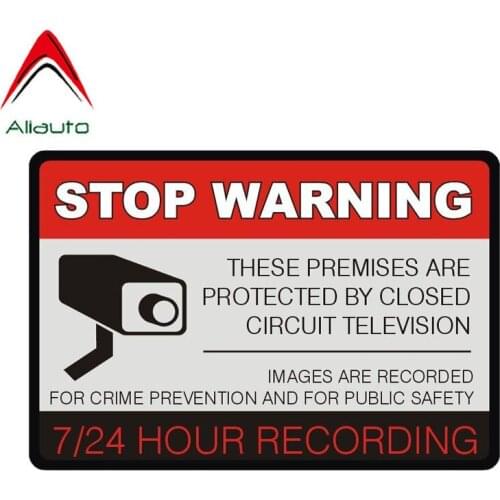 Aliauto Warning Car Sticker These Premises Are Protected By Closed Circuit Television Accessories PVC Decal for W211,12cm*8cm