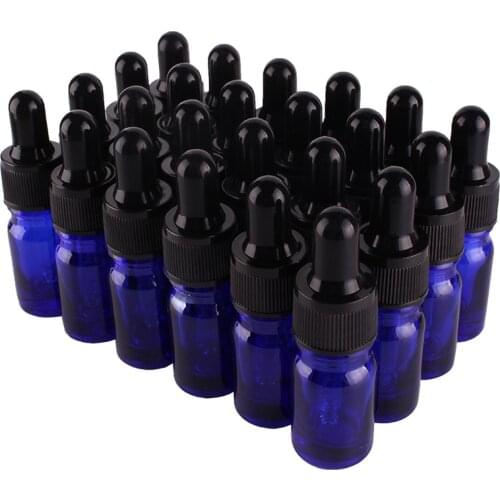 24pcs 5ml Empty Blue Glass Dropper Bottle with Pipptte for essential oils aromatherapy liquid
