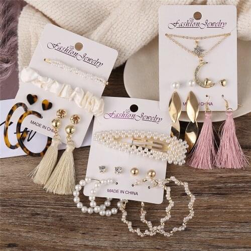 IF YOU Fashion Pearl Tassel Earrings Femme Vintage Leopard Acrylic Drop Earrings Set For Women Brincos Jewelry Gift 2020 New