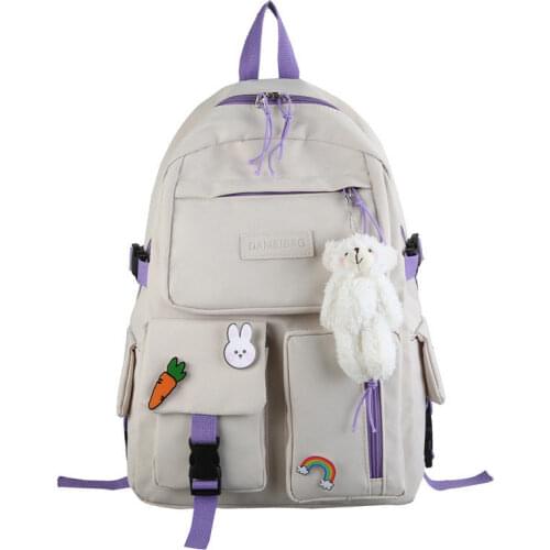 Cute bear schoolbag girl Korean academy style color small fresh INS lightweight backpack for middle and high school students