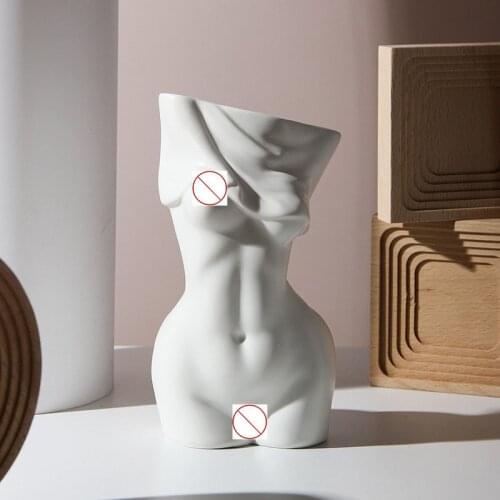 Nordic Ceramic Vase Female Human Body Utensils Art Sculpture Decoration Living Room TV Cabinet Home Decor Ornaments
