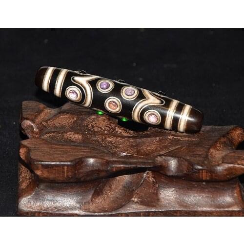 Tibetan Old Agate inlaid S925 Colored Stone 15-eye Totem Amulet DZI Men And Women Jewelry DIY Free Shipping